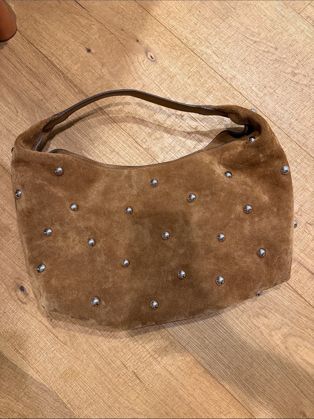 Madewell Studded Suede Shoulder Hobo Bag in Brown